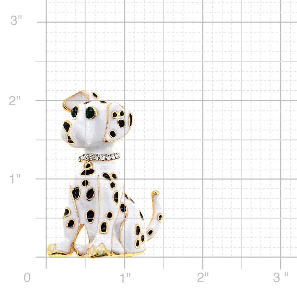 White Black Enamel Dalmatian Dog Pin Brooch