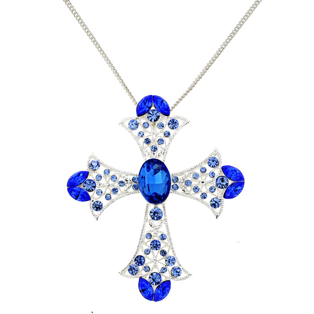 Sapphire Crystal Cross Wedding Pin And Pendant