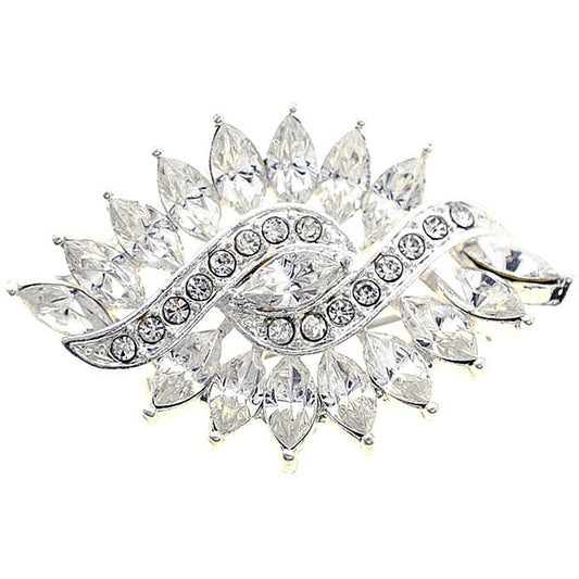 Crystal Twist Flower Wedding Pin And Pendant