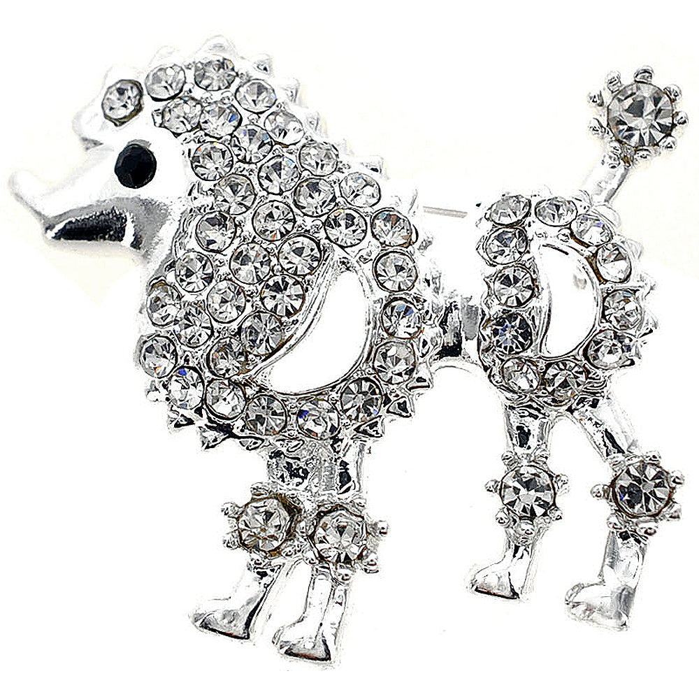 Crystal Poodle Dog Pin