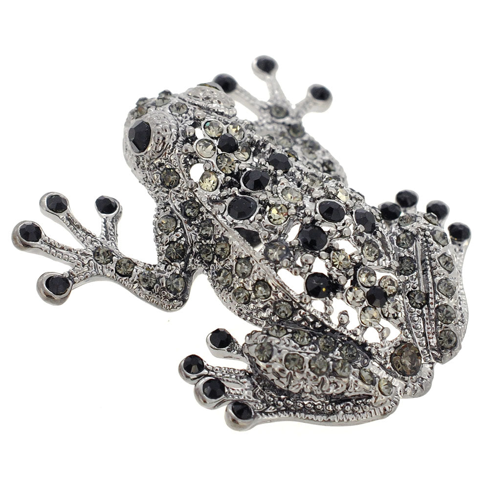 Vintage Style Jet Frog Pin
