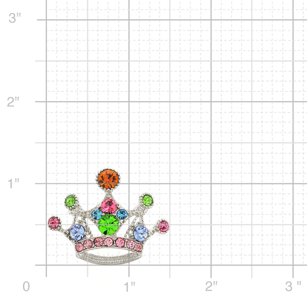 Multicolor Crown Brooch
