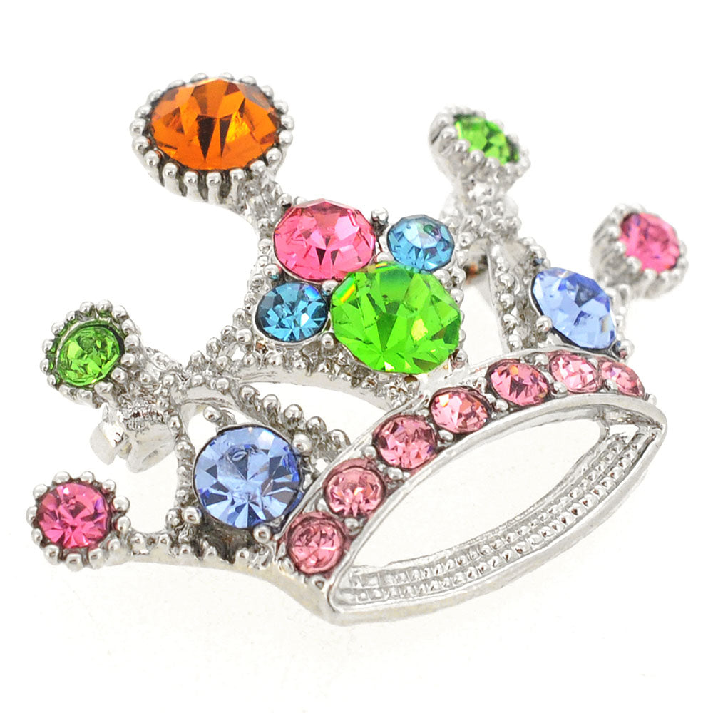 Multicolor Crown Brooch