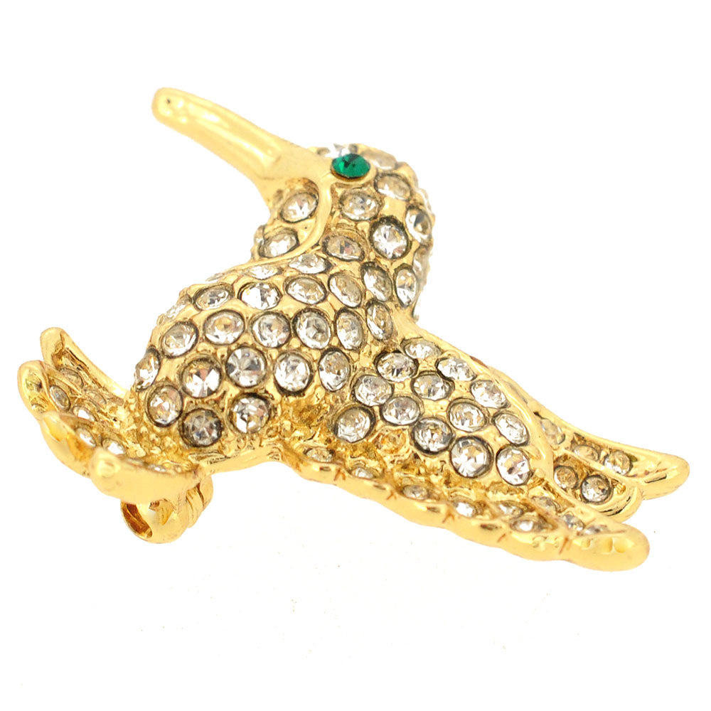 Clear Crystal Hummingbird Lapel Pin