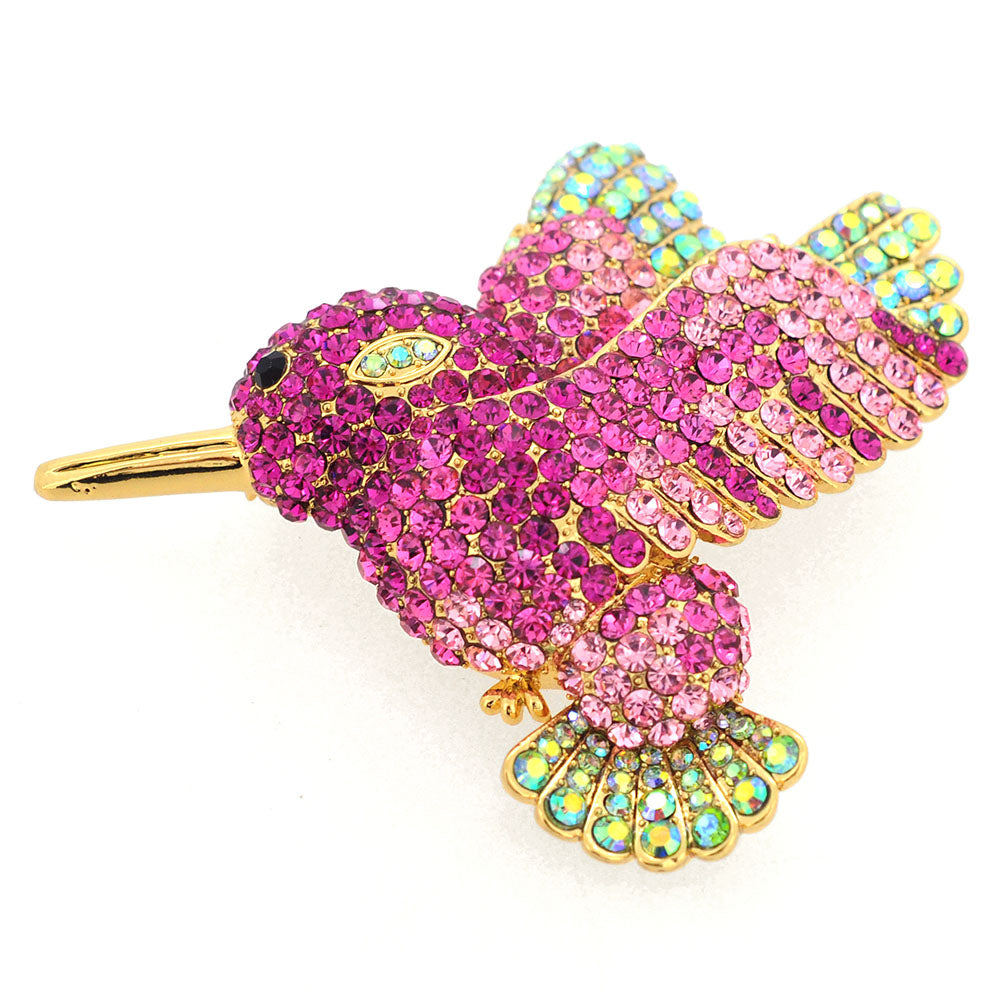 Multicolor Crystal Hummingbird Pin Brooch And Pendant