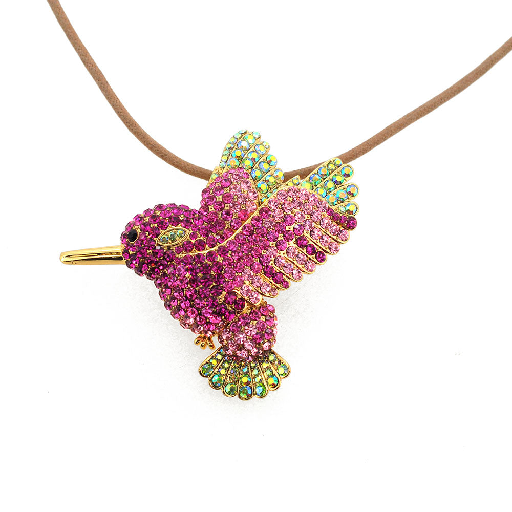 Multicolor Crystal Hummingbird Pin Brooch And Pendant