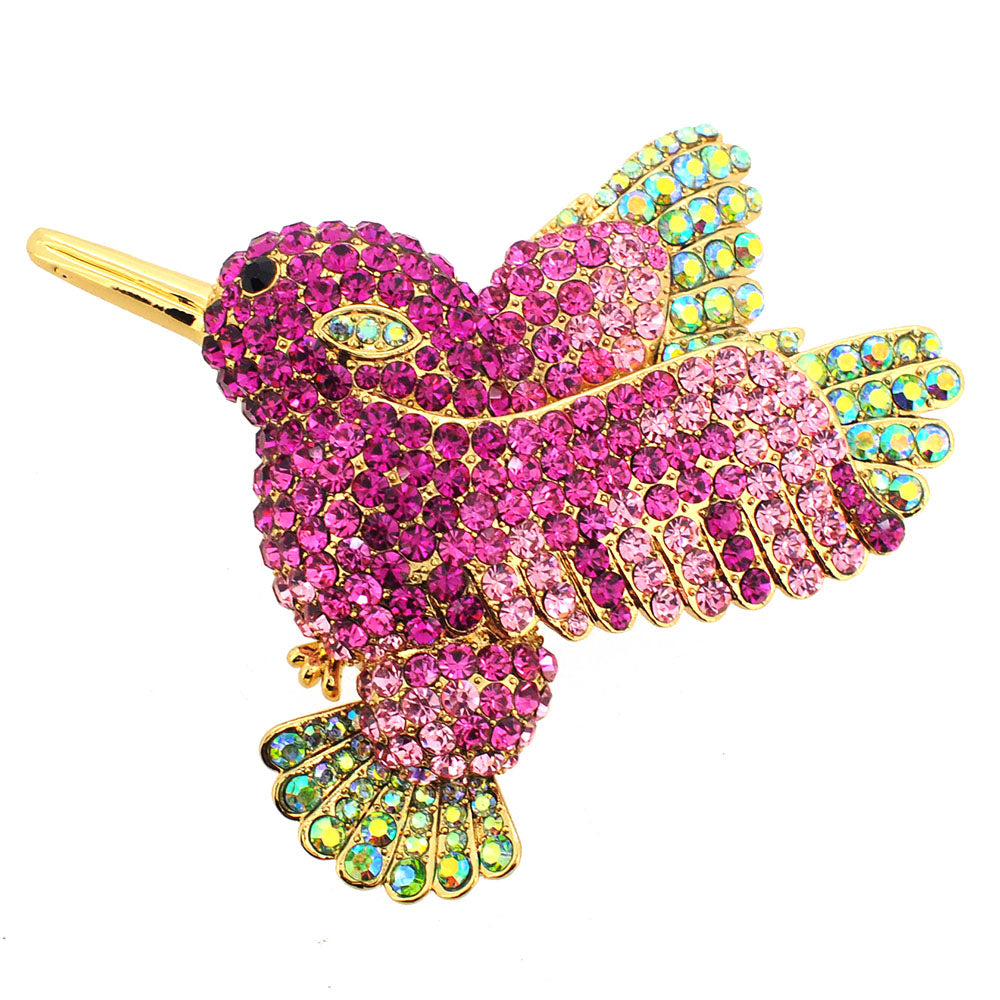 Multicolor Crystal Hummingbird Pin Brooch And Pendant