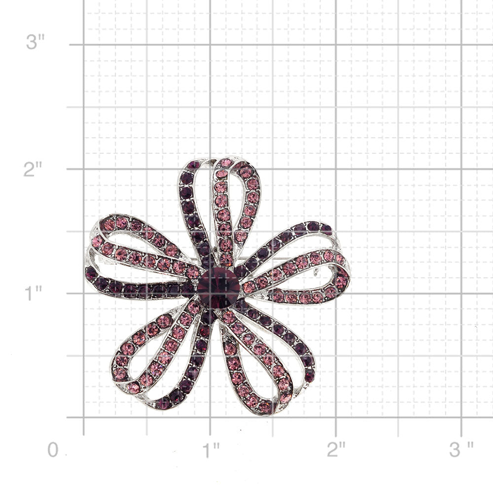 Purple Crystal Flower Pin Brooch