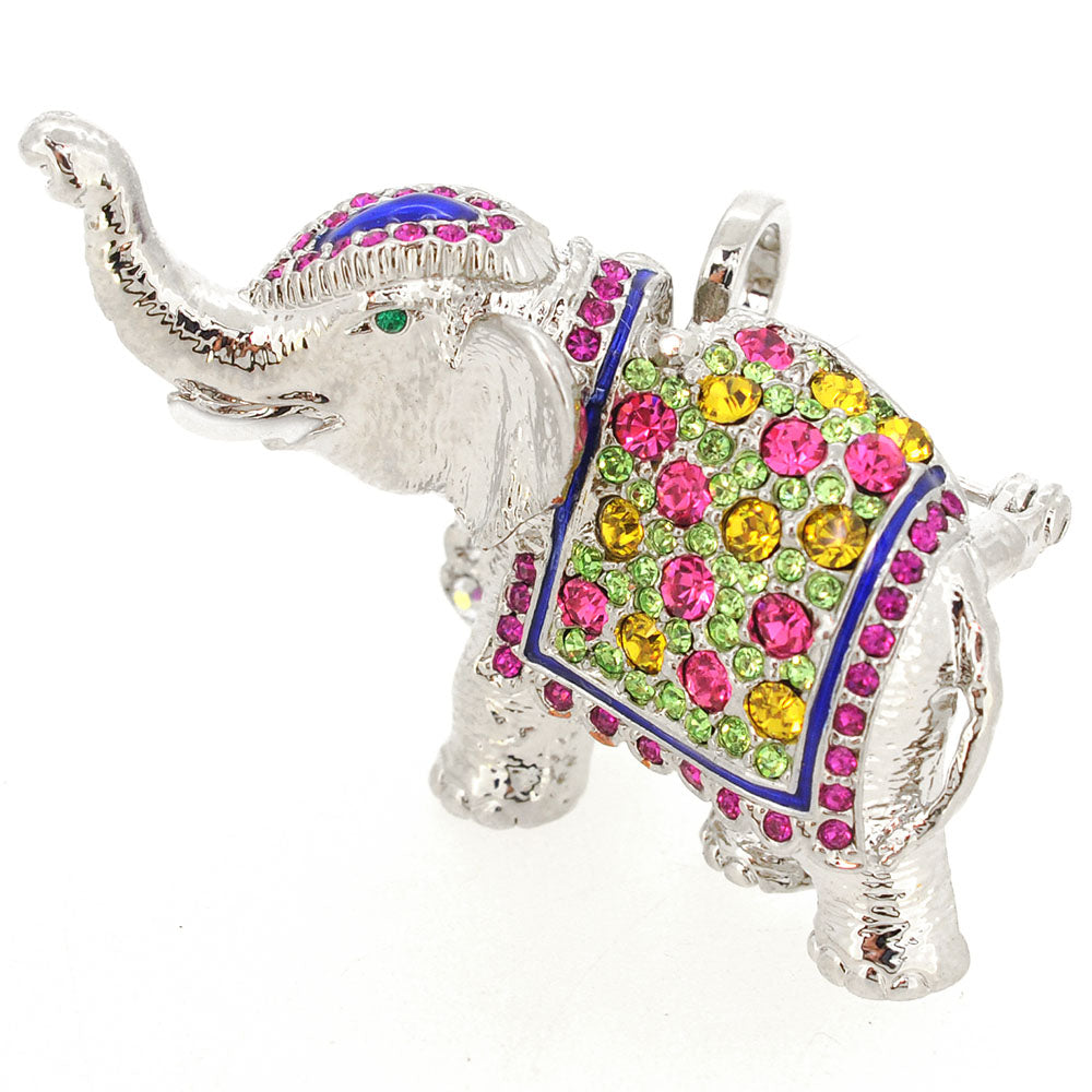 Multicolor Crystal Elephant Pin Brooch And Pendant