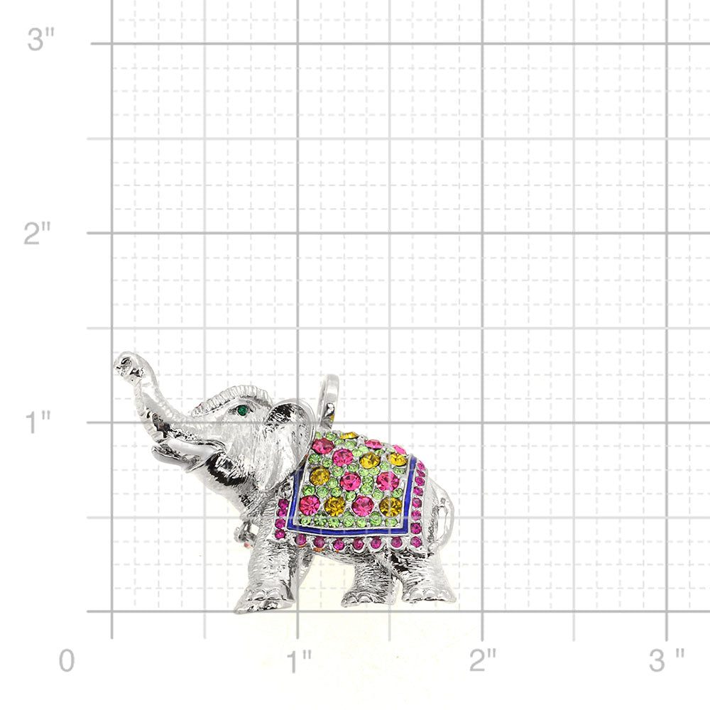 Multicolor Crystal Elephant Pin Brooch And Pendant