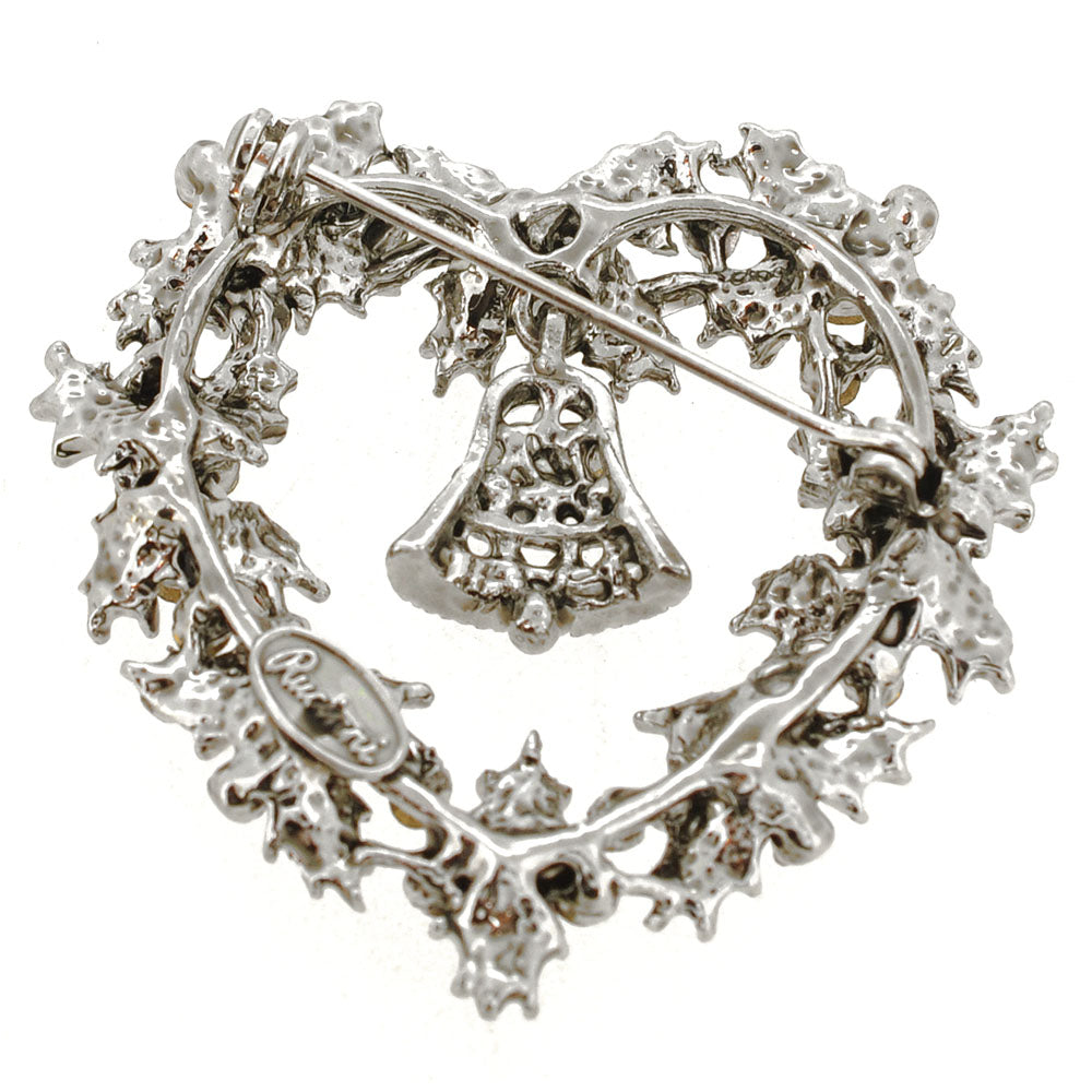 Christmas Heart Wreath Pin Brooch