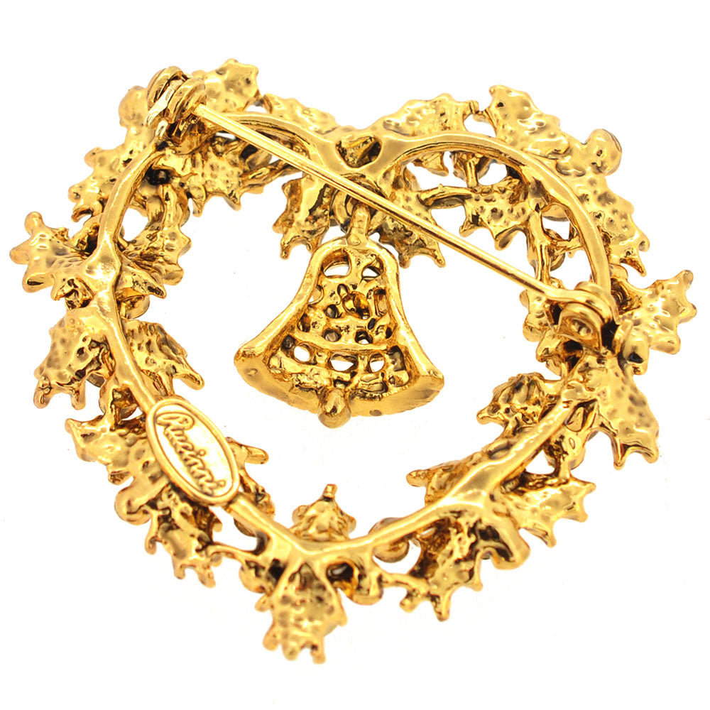 Christmas Heart Wreath Pin Brooch