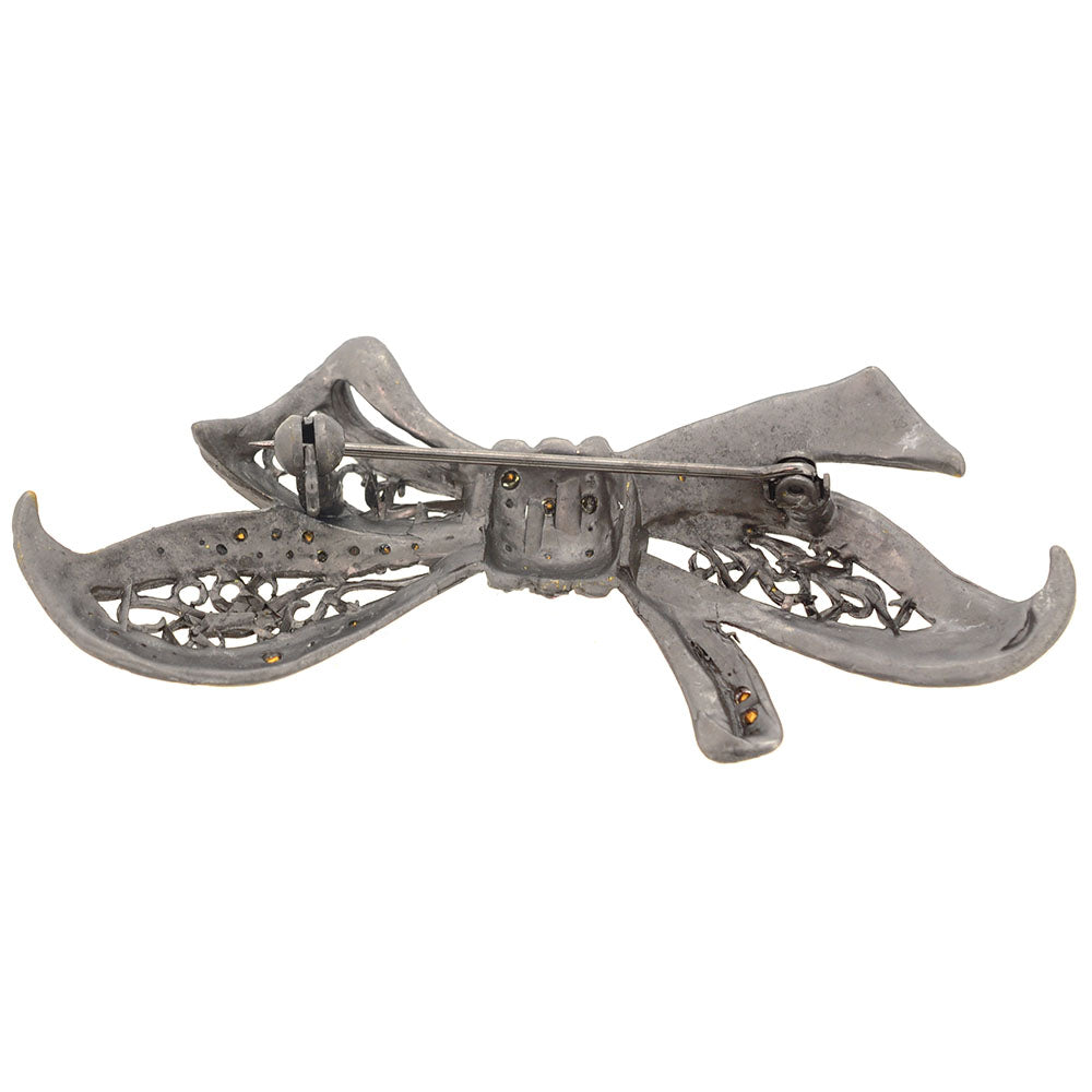 Vintagestyle Crystal Bow Pin Brooch