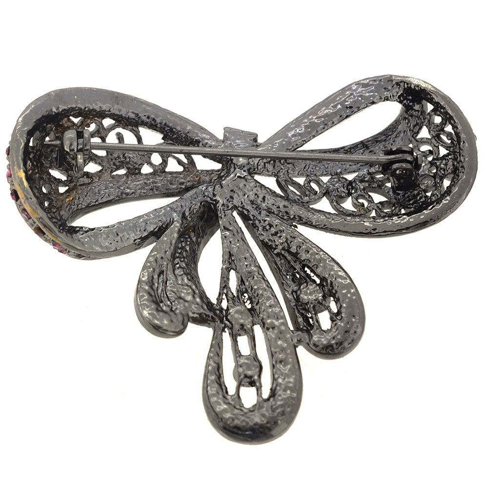 Vintagestyle Crystal Bow Pin Brooch
