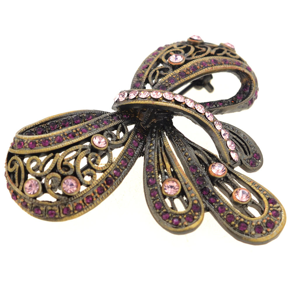 Vintagestyle Crystal Bow Pin Brooch