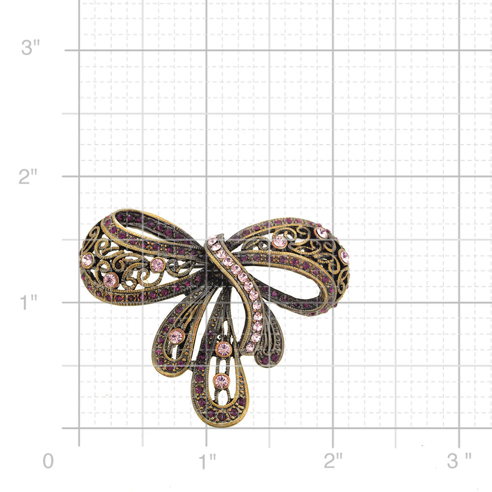 Vintagestyle Crystal Bow Pin Brooch