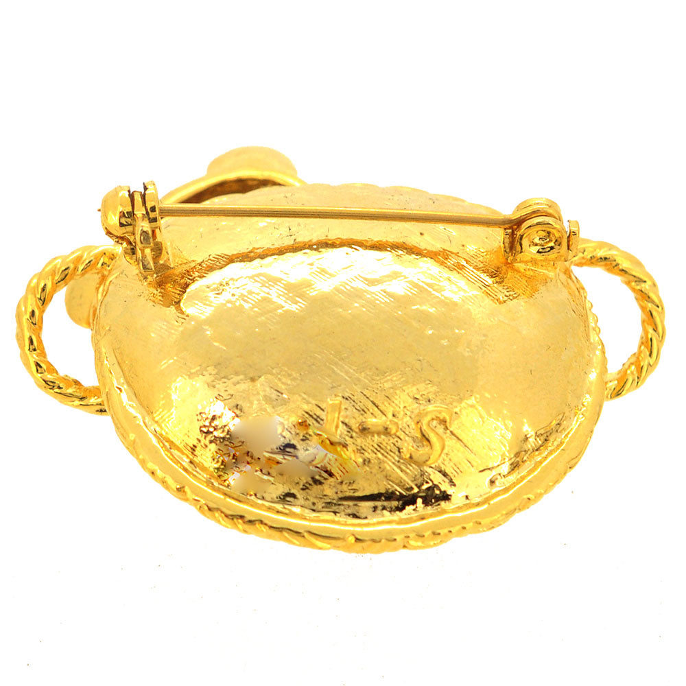 Teddy Bear In A Basket Pin Brooch