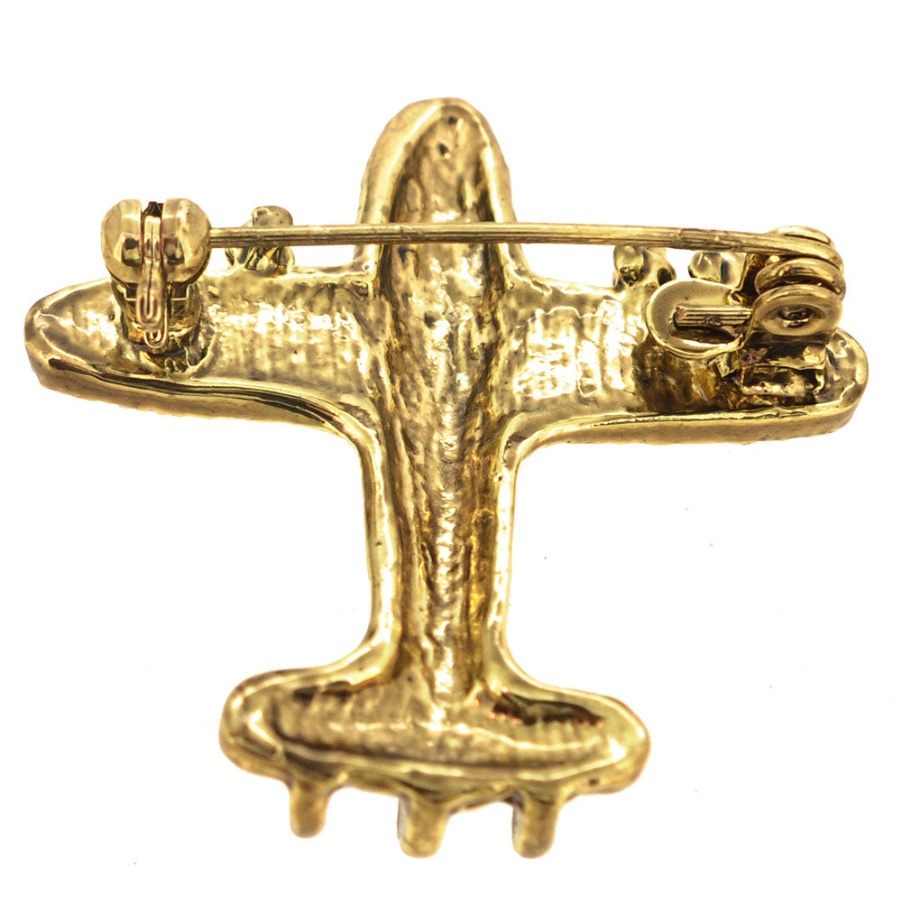 Vintagestyle Golden Airplane Pin Brooch