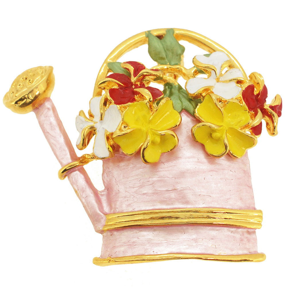 Pink Watering Can Pin Brooch
