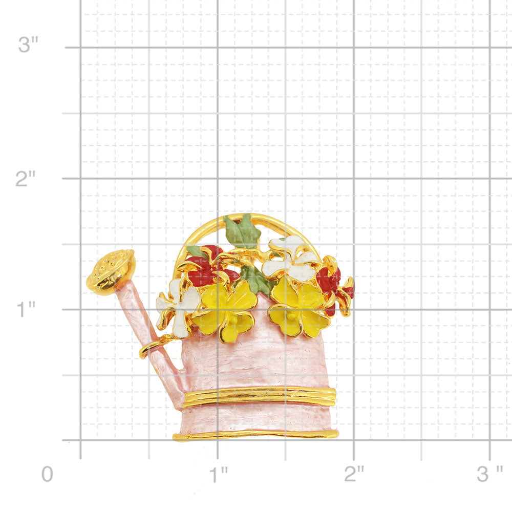 Pink Watering Can Pin Brooch