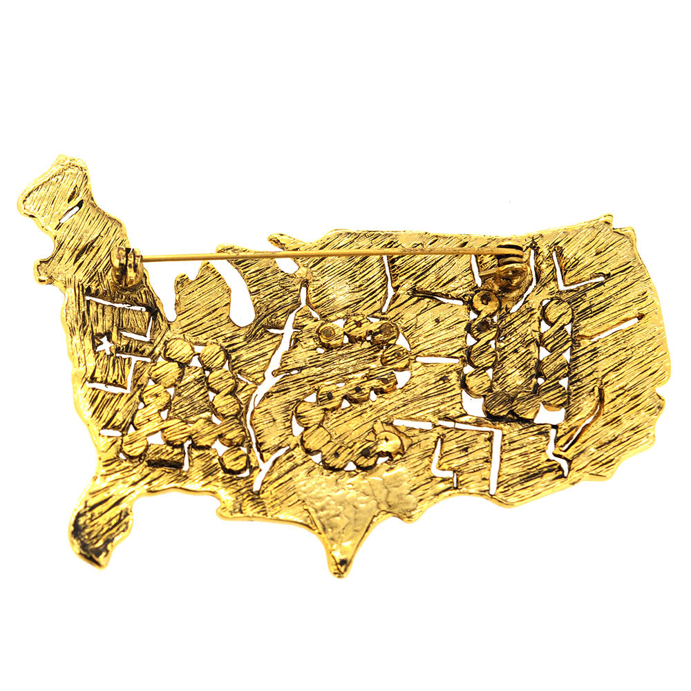 Patriotic Vintage USA American Map Pin Brooch