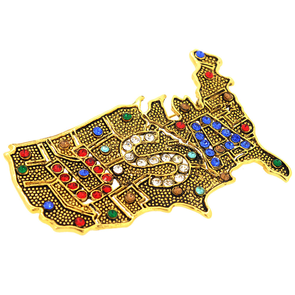 Patriotic Vintage USA American Map Pin Brooch