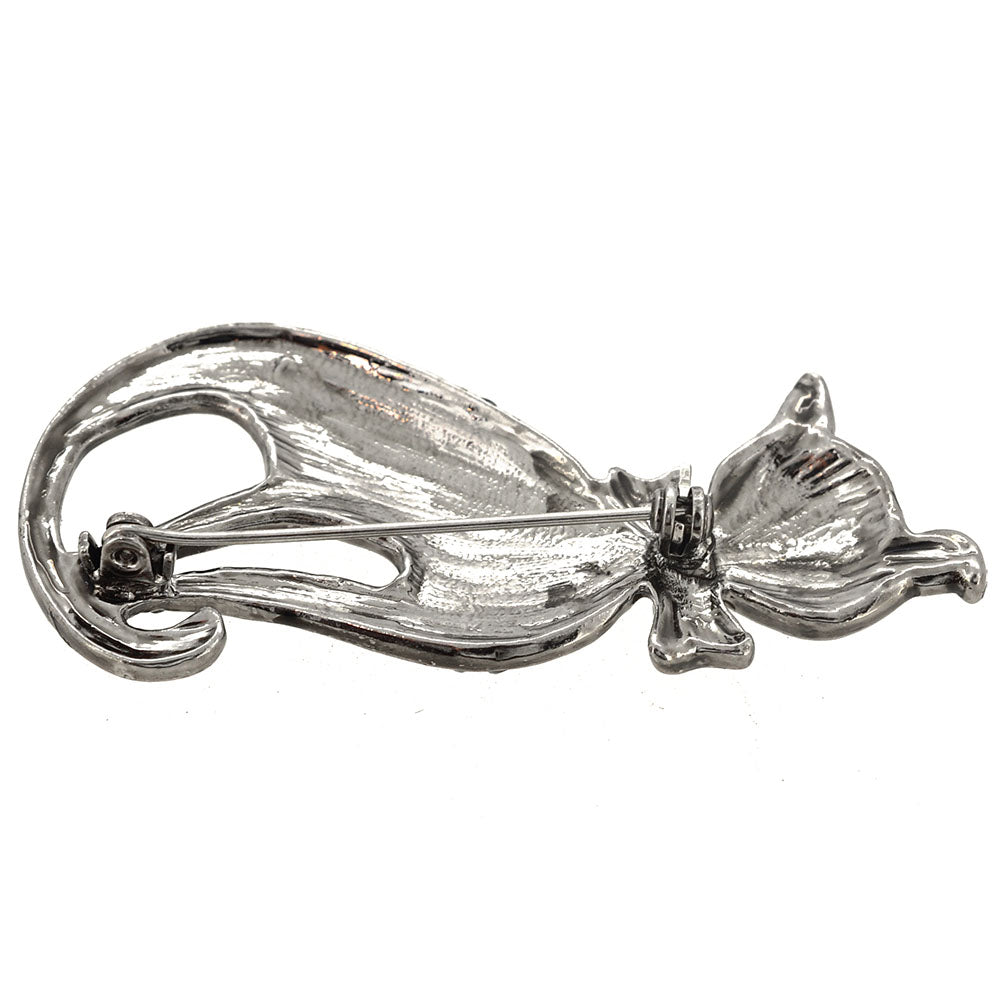 Blue Crystal Cat Pin Brooch