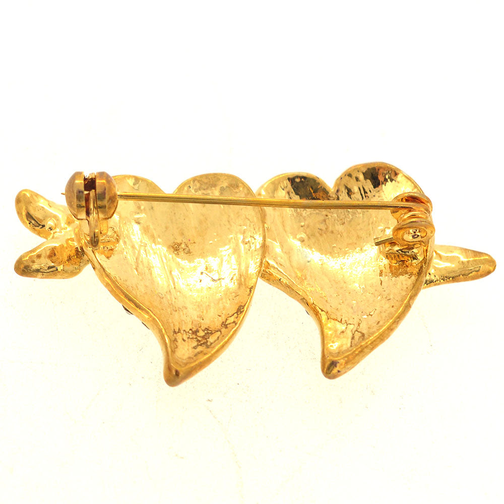Crystal Double Hearts & Cupid Arrow Pin Brooch