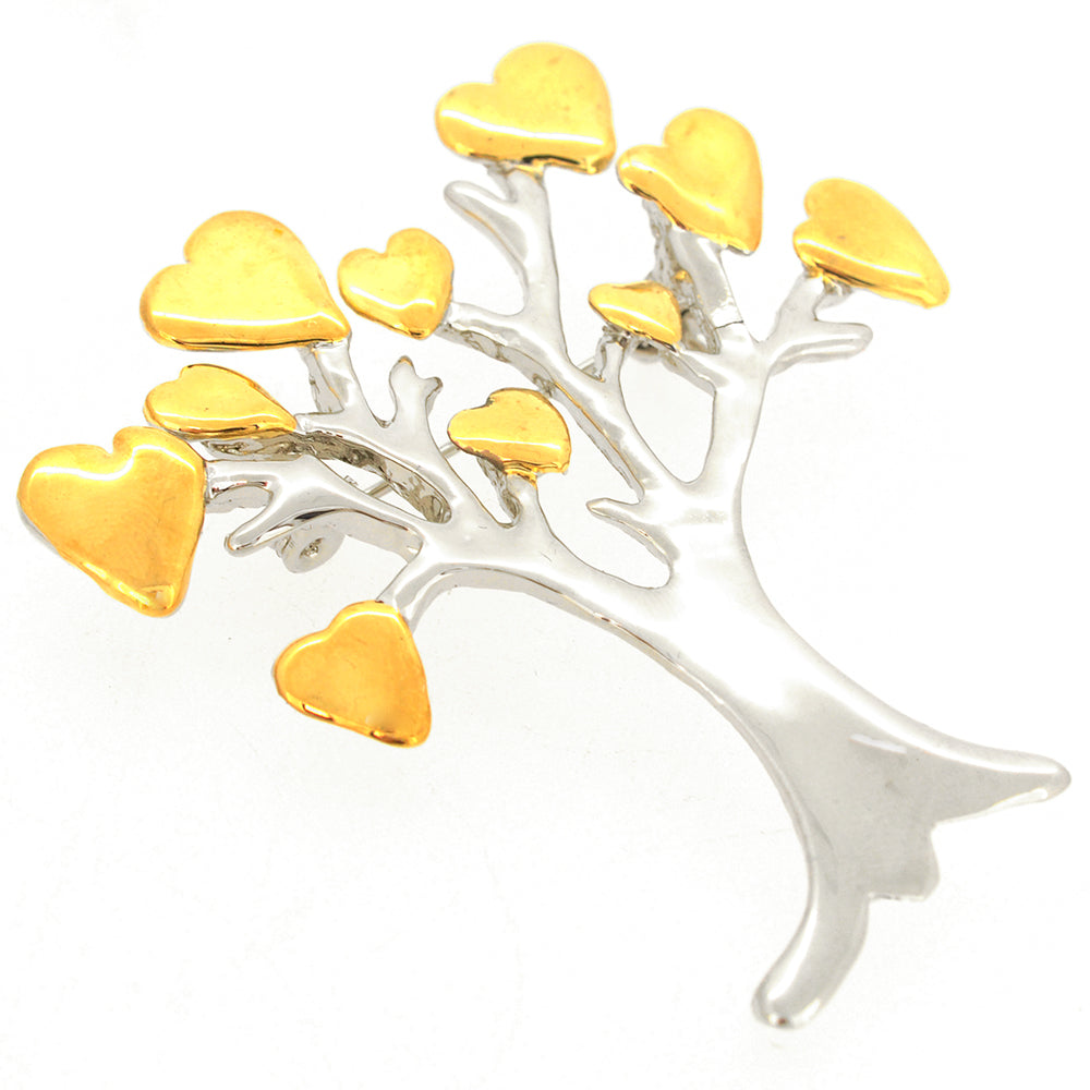 Golden/Silver Heart Tree Pin Brooch