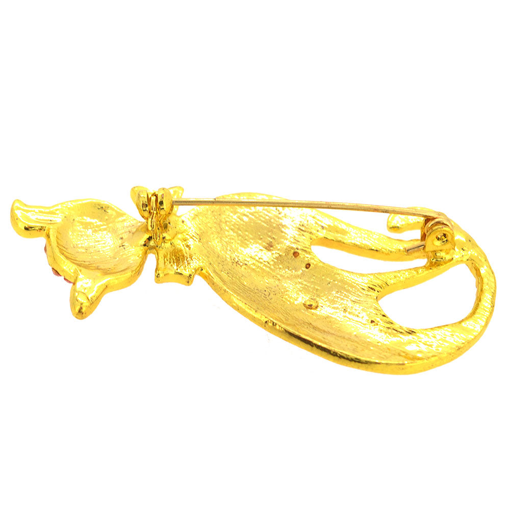 Pink Crystal Cat Pin Brooch