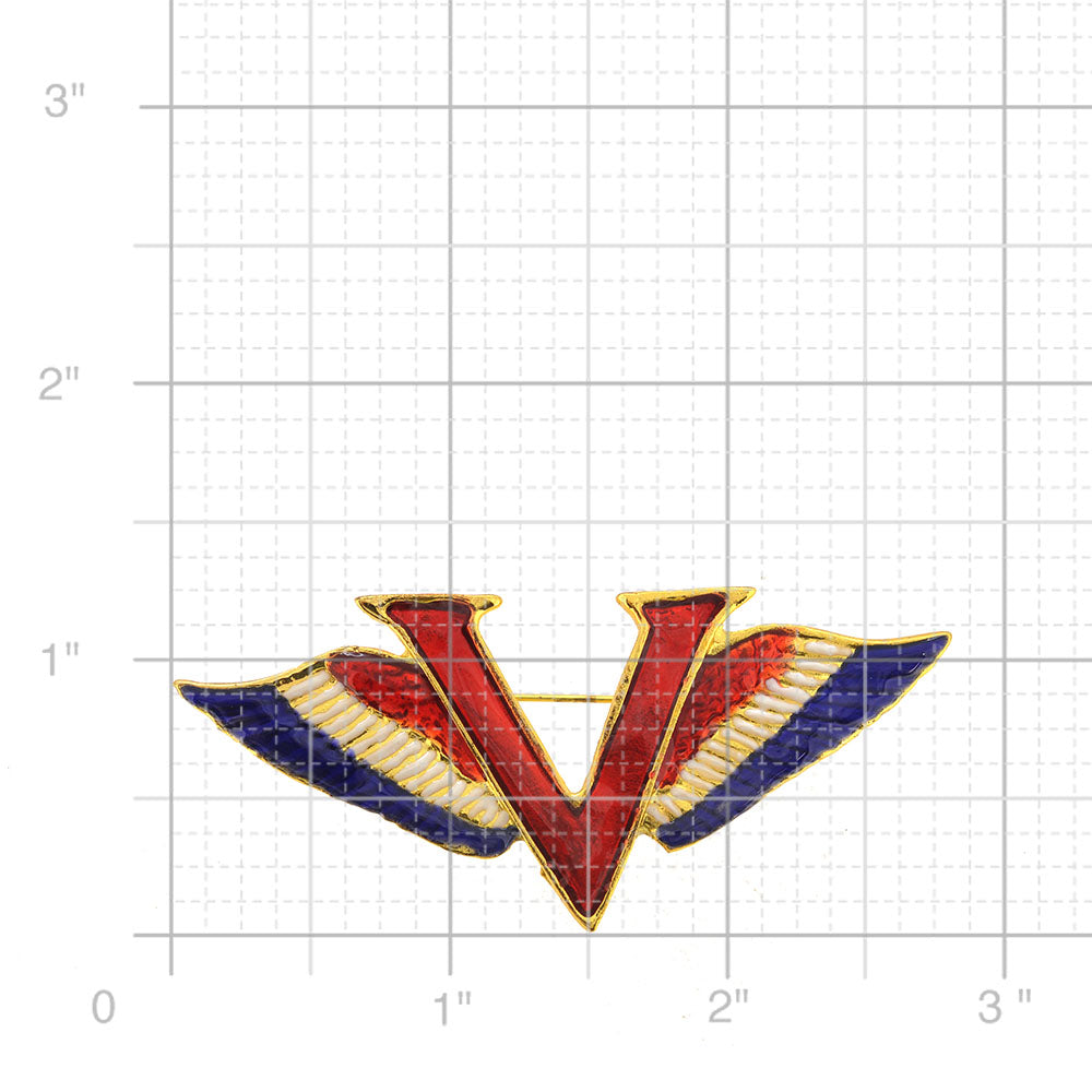Patriotic Golden Victory Wings Brooch Pin