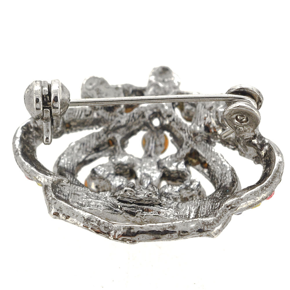 Multicolor Crystal Crown Pin Brooch