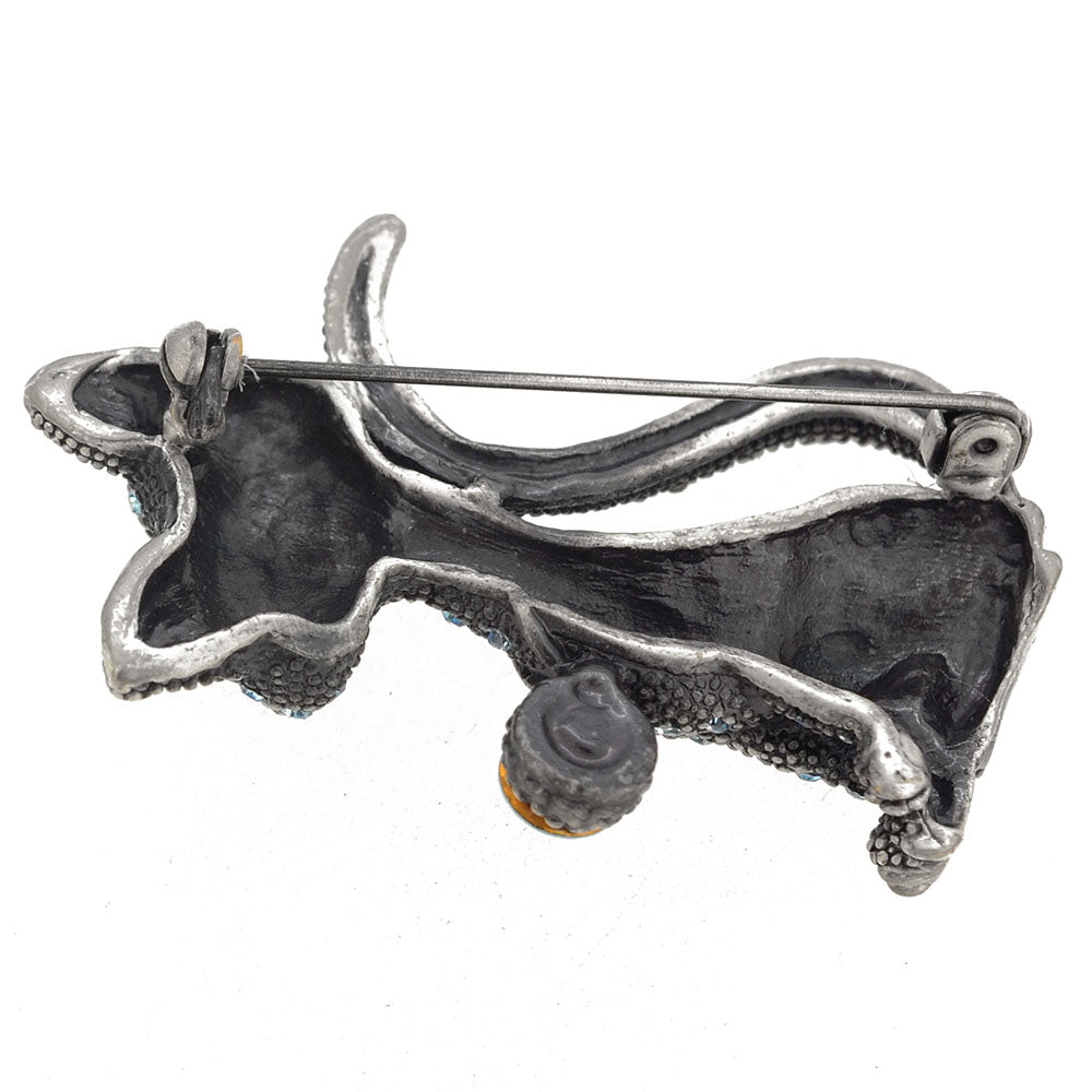 Vintage Blue Cat Pin Brooch