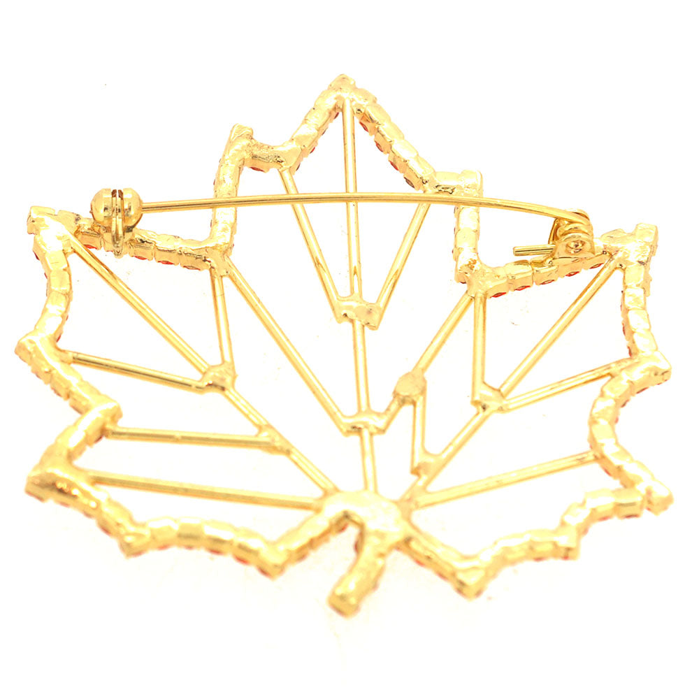 Orange Maple Fall Leaf Pin Brooch