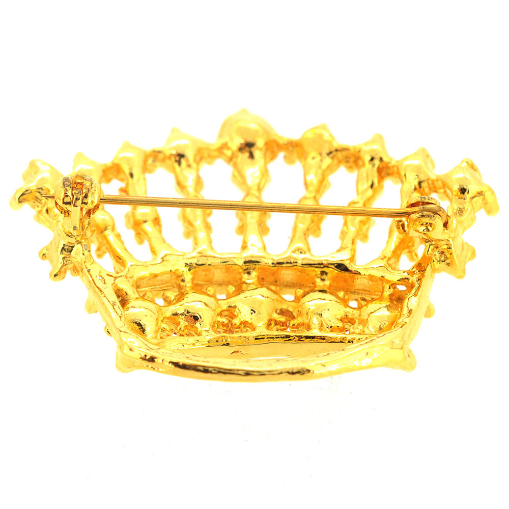 Golden Crystal Crown Pin Brooch