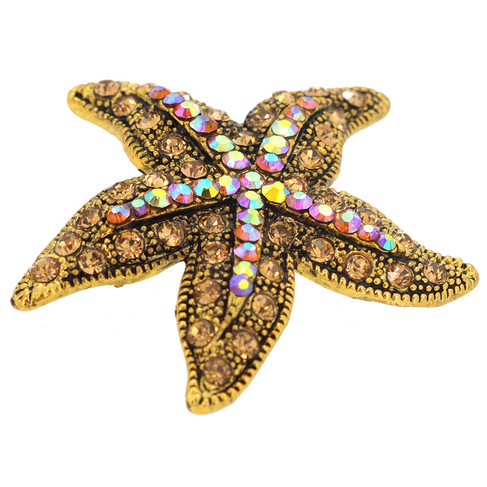 Vintage Golden Brown Starfish Pin Brooch