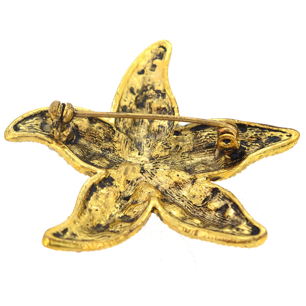 Vintage Golden Brown Starfish Pin Brooch
