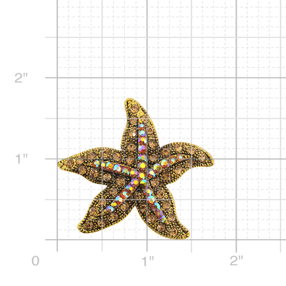 Vintage Golden Brown Starfish Pin Brooch