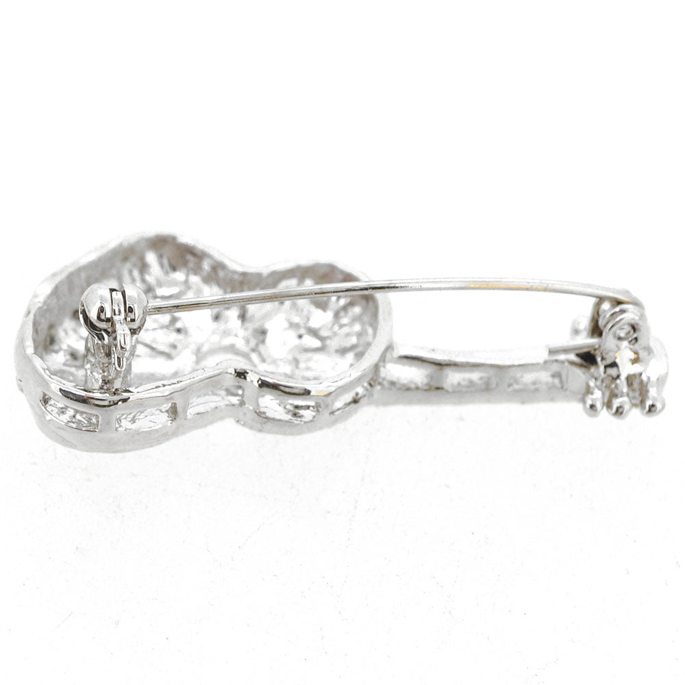 Silver Guitar Pin Brooch