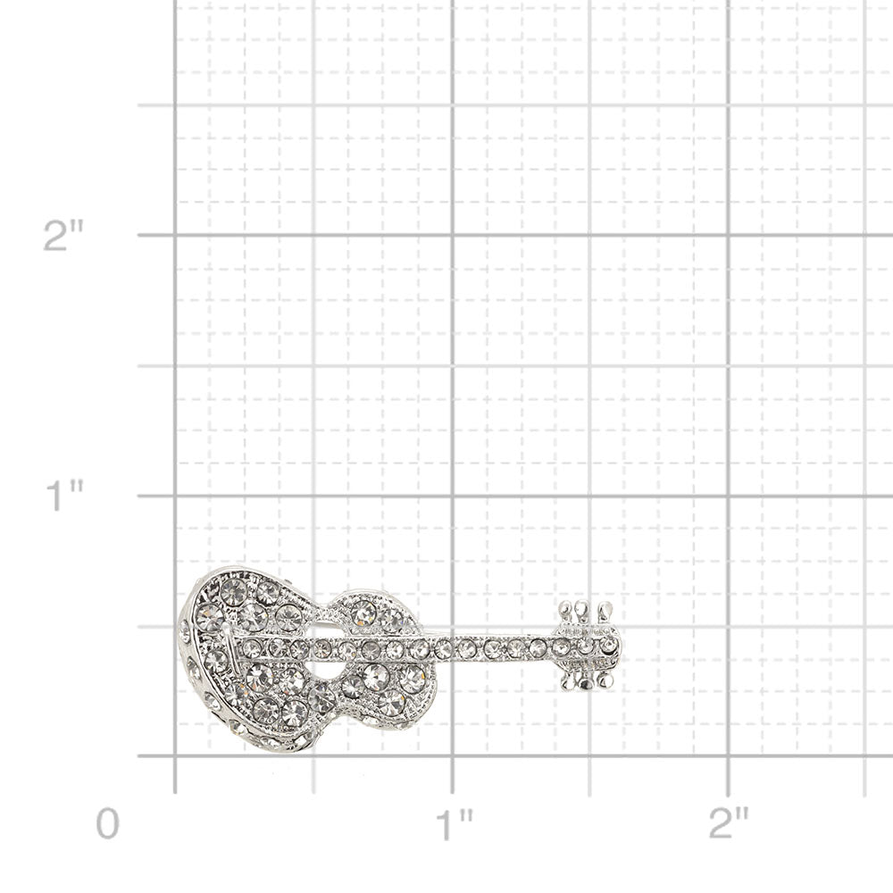 Silver Guitar Pin Brooch