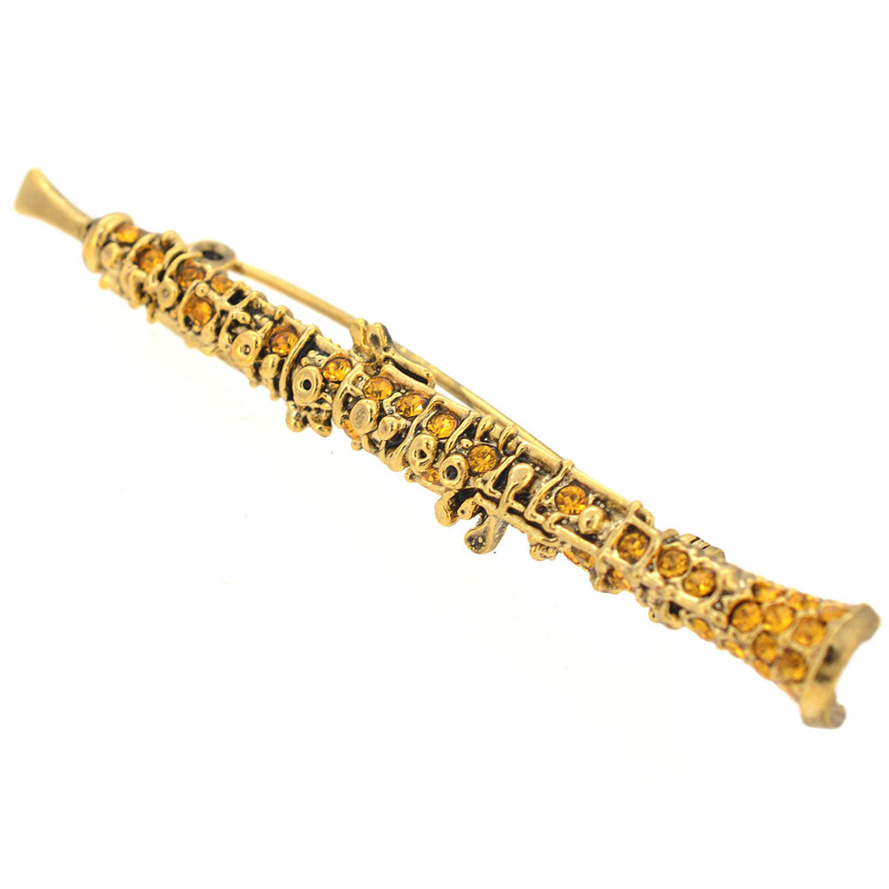 Golden Topaz Music Obo Instrument Pin Brooch