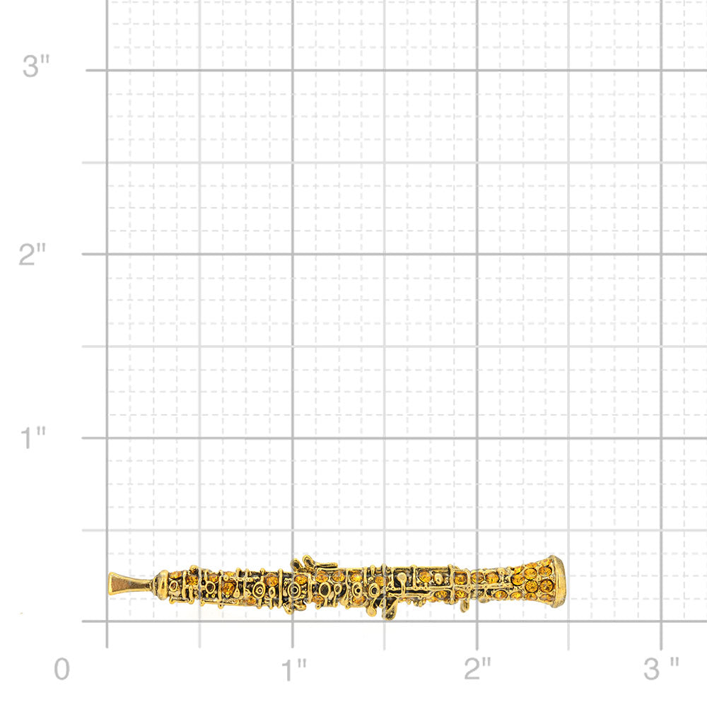 Golden Topaz Music Obo Instrument Pin Brooch