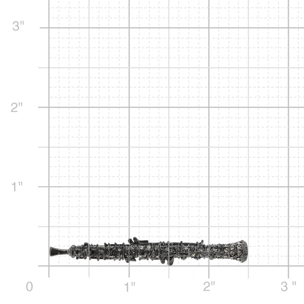 Black Crystal Clarinet Pin Brooch