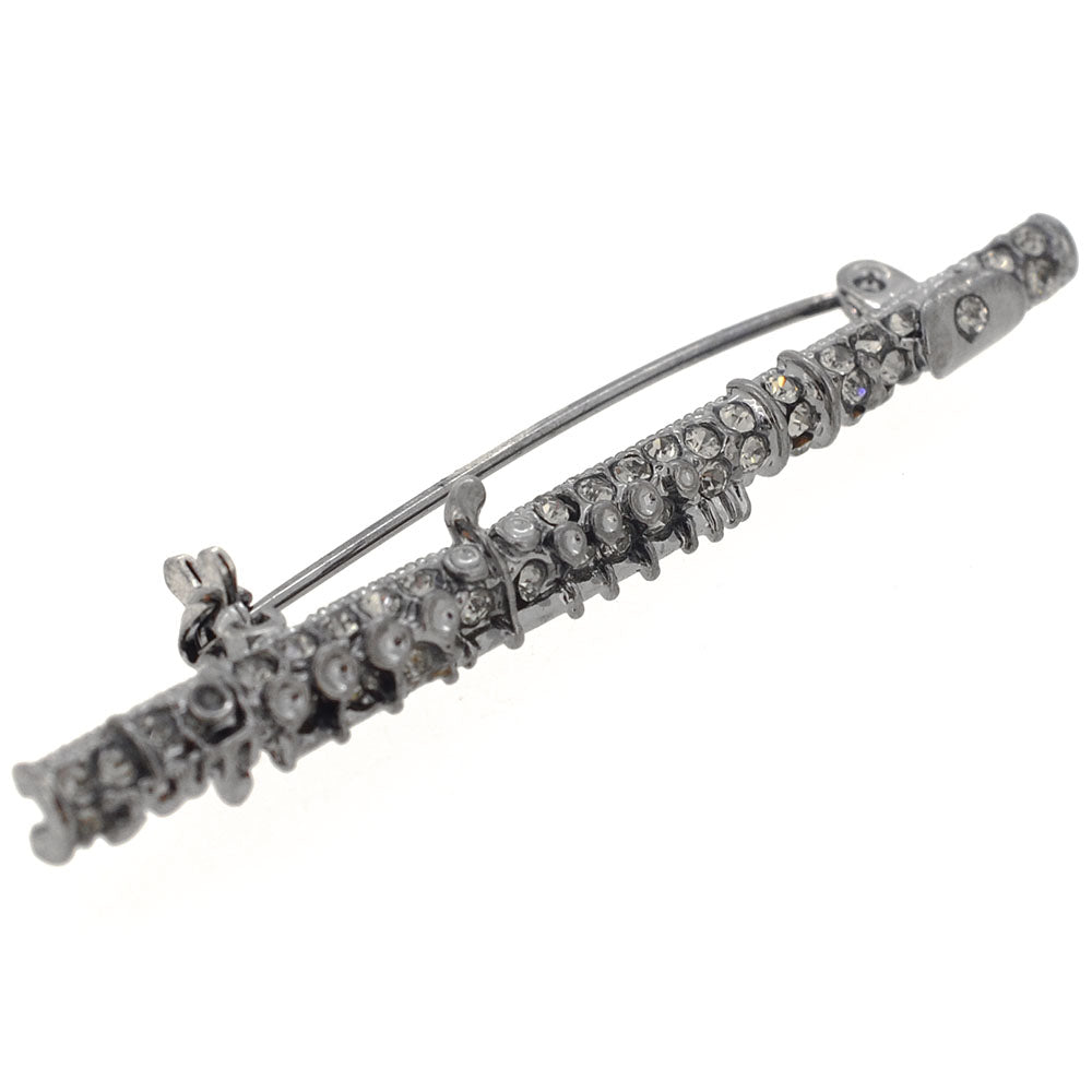 Crystal Black Flute Brooch Pin