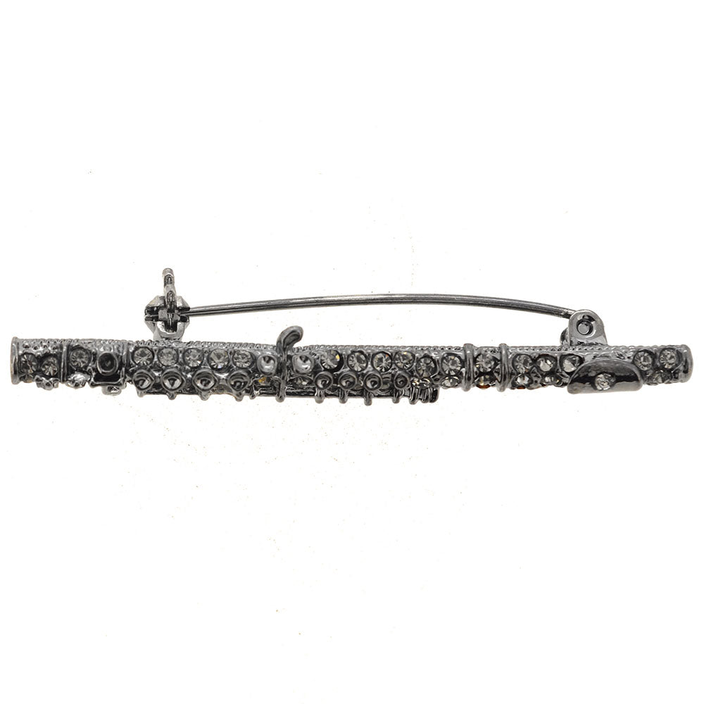Crystal Black Flute Brooch Pin