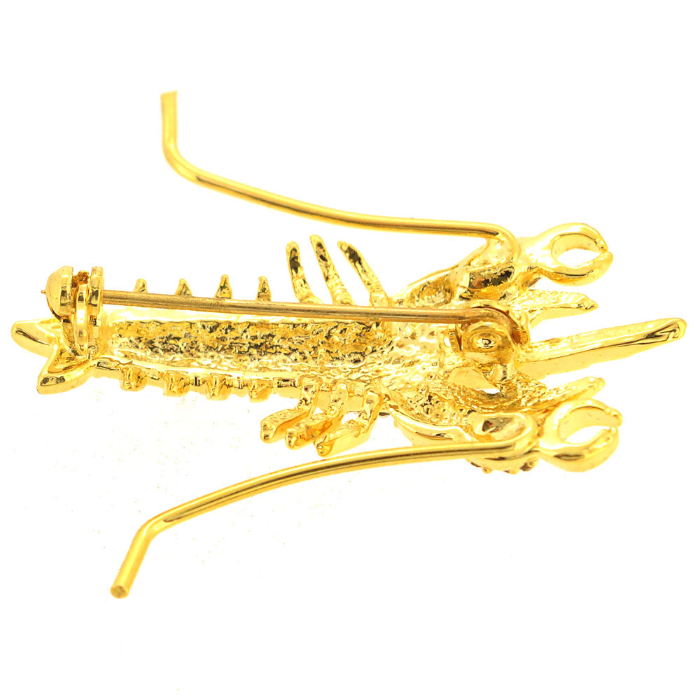 Golden Lobster Brooch Pin