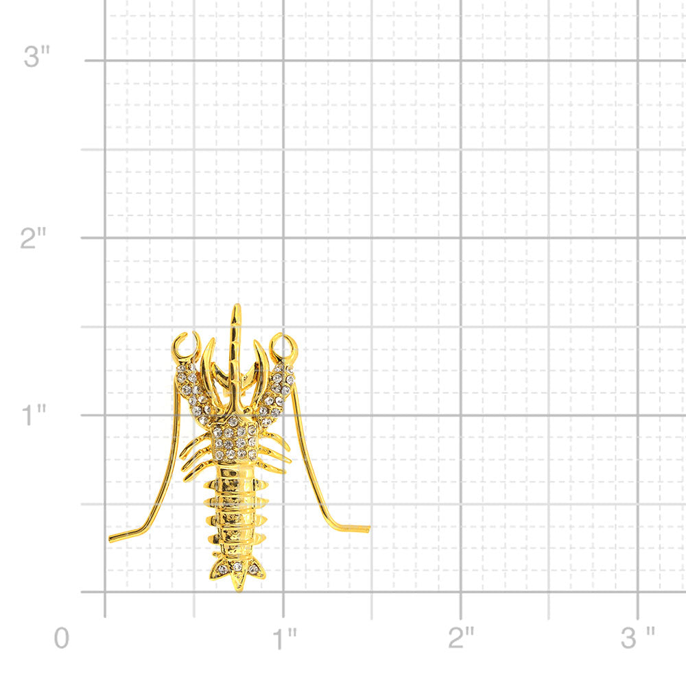 Golden Lobster Brooch Pin