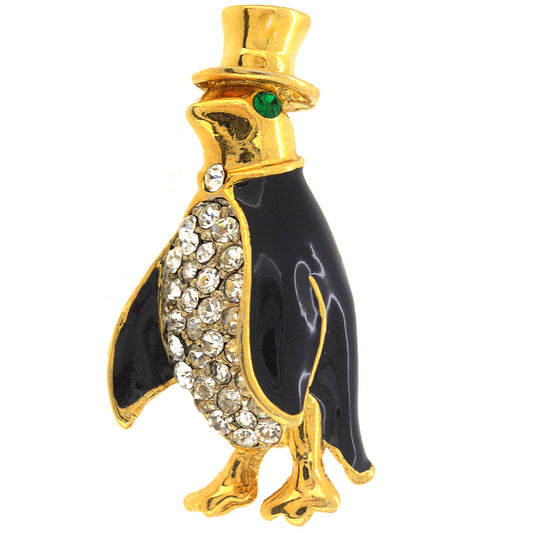 Golden Penguin Brooch Pin