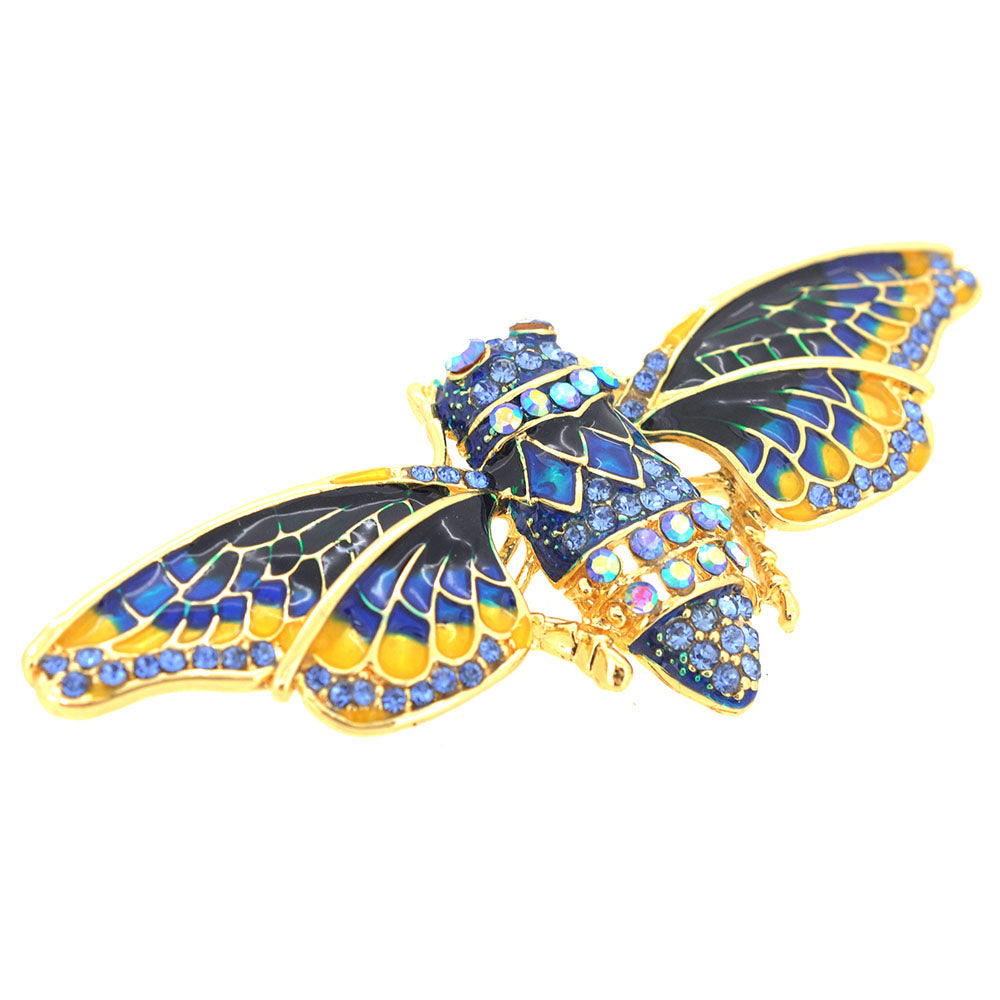 Golden Blue Cicada Brooch Pin
