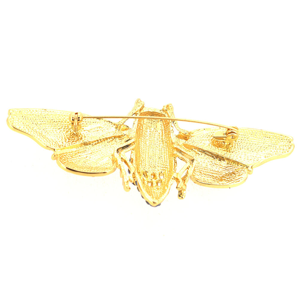Golden Blue Cicada Brooch Pin